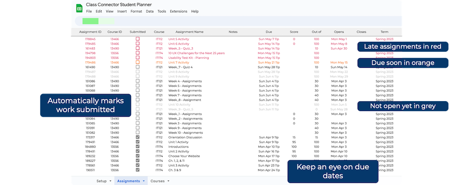 Canvas Connector Student Planner