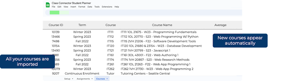 Canvas Connector Student Planner