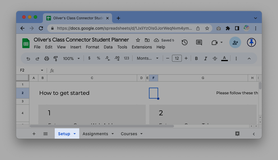 setup sheet tab